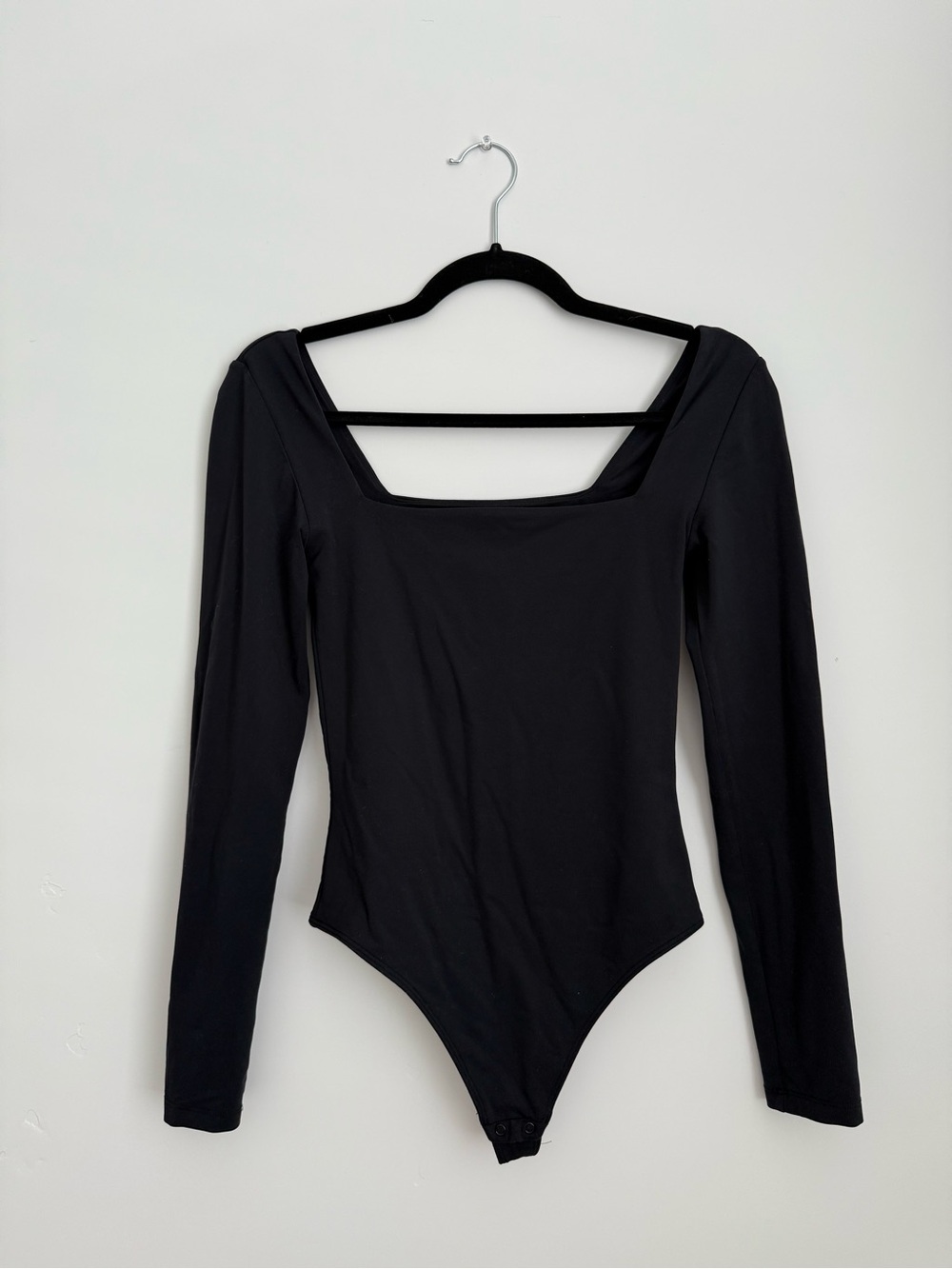 Babaton Black Long-Sleeve Square Neck Bodysuit